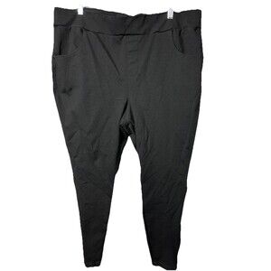 Terra & Sky Woman’s 2x (20-23) Black Pants Pockets Zipper Bottom Of Leg Pull On